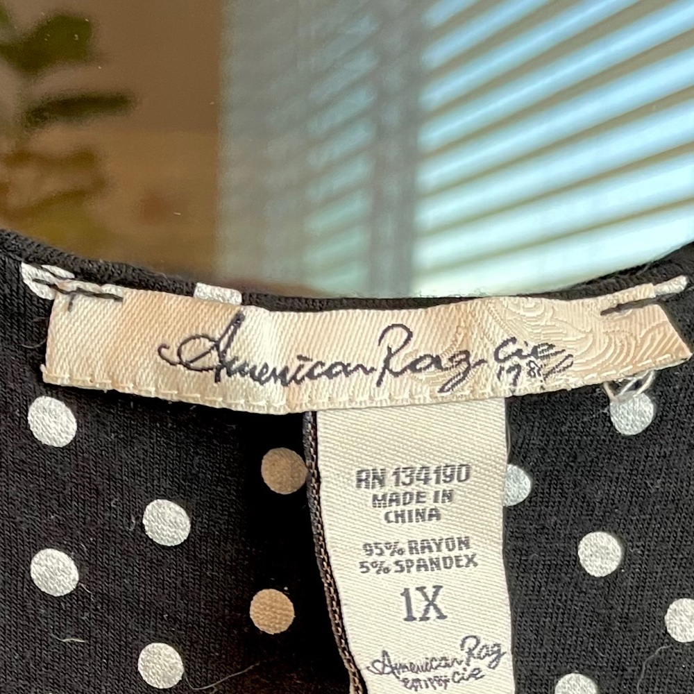 American Rag B & W Polka Dot Stretch Dress 1x - Picture 2 of 3